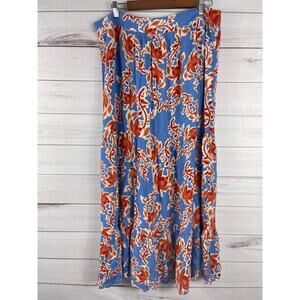 Jessica‎ Simpson Women's Bright Floral Viscose Skirt Blue Orange XL